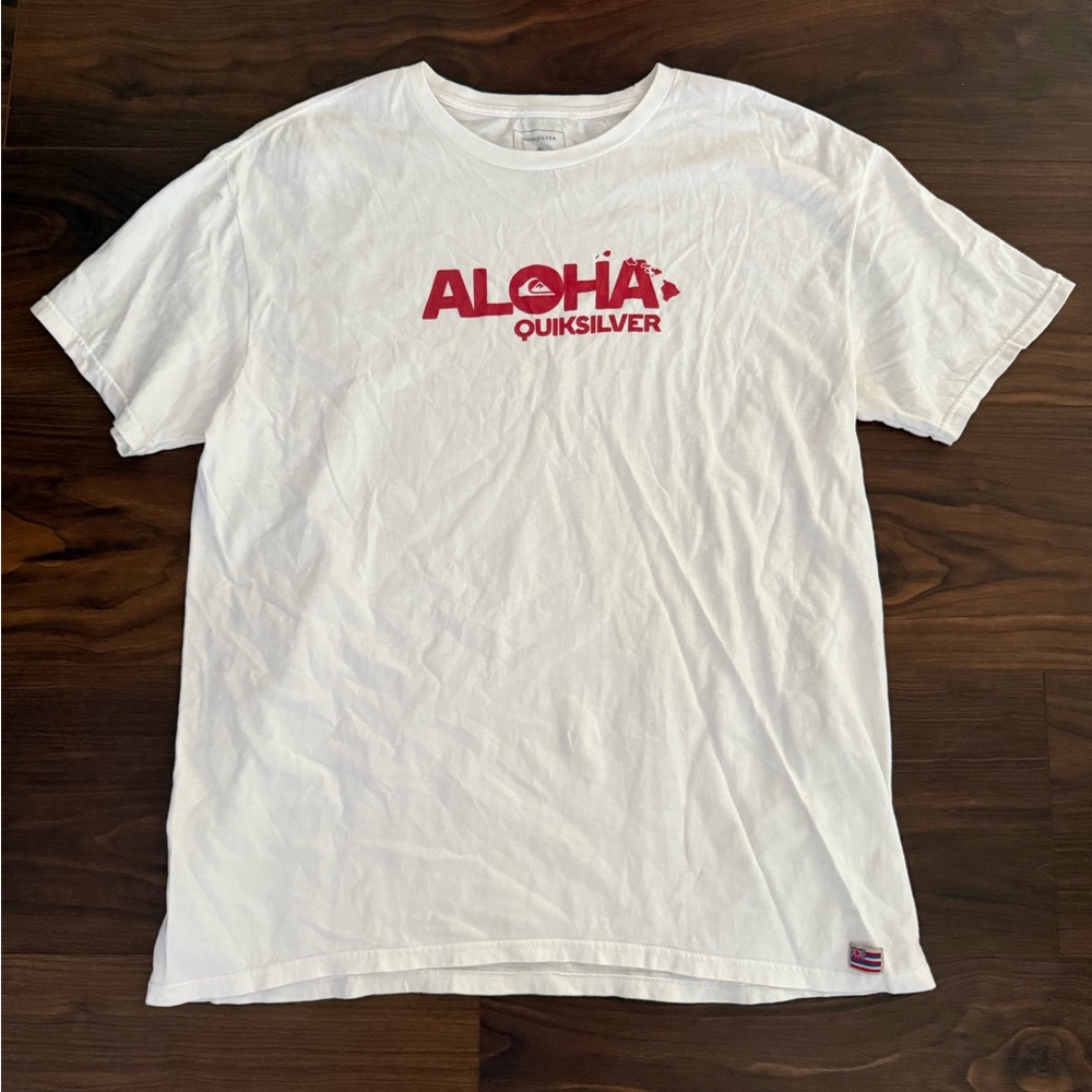 Quiksilver Aloha White Tee with Red Logo